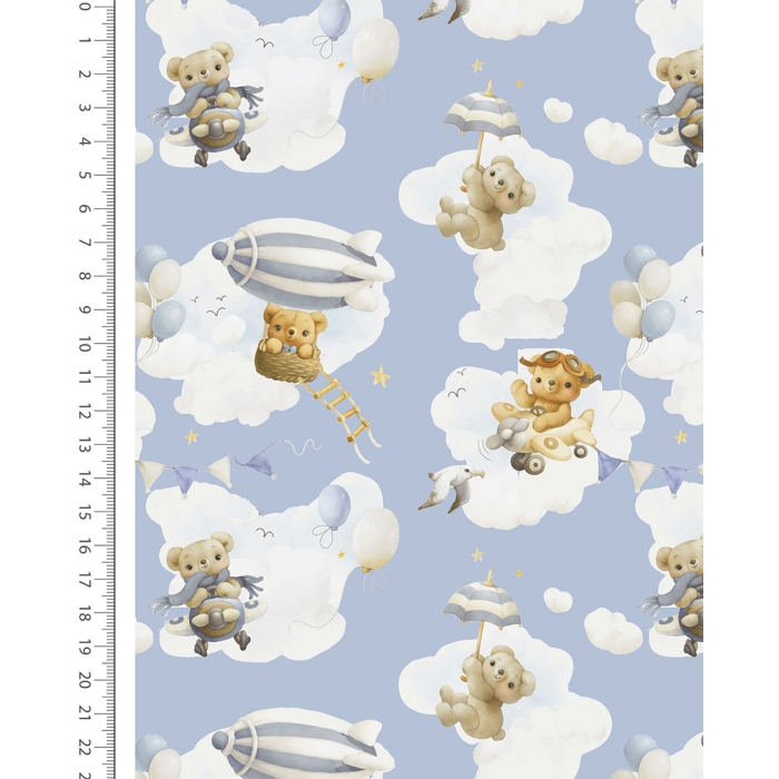 Flannel Digital Teddy Bears & Balloons 6131