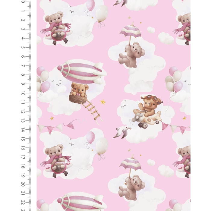 Flannel Digital Teddy Bears & Balloons 6131