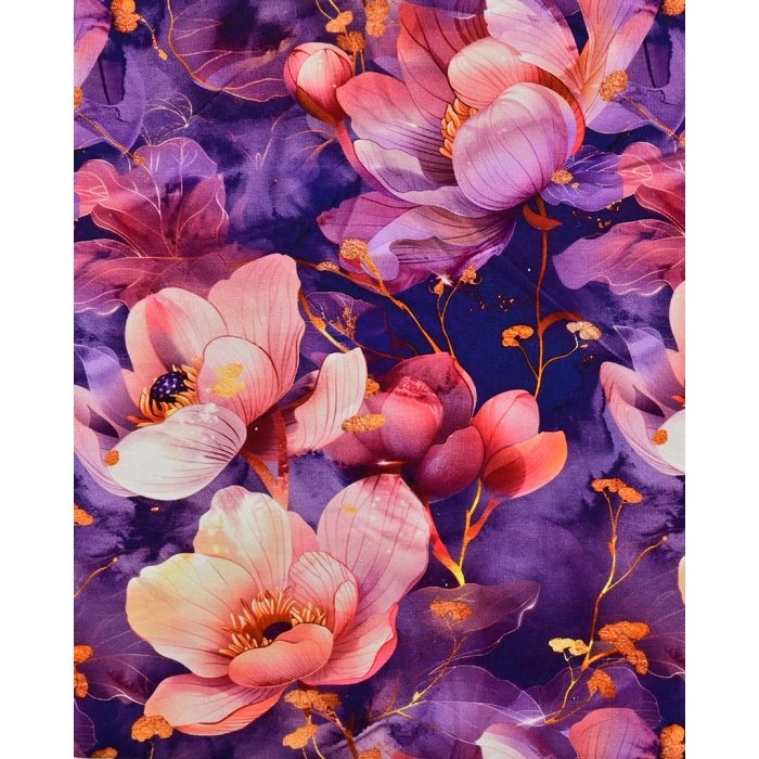 Bamboo Jersey Digital Poppy Flower 5877