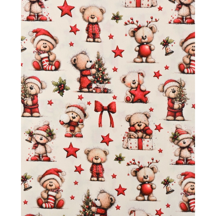Poplin Digital Christmas Bear 6129