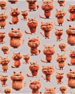 French Terry Digital Red Cat 5946