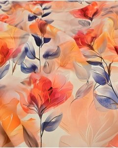 Cotton Stretch Satin Leaves 5982