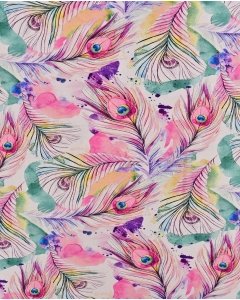 Bamboo Jersey Digital Peacock Feathers 5956