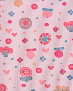 Rib jersey retro flowers 5260