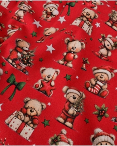 Poplin Digital Christmas Bear 6129